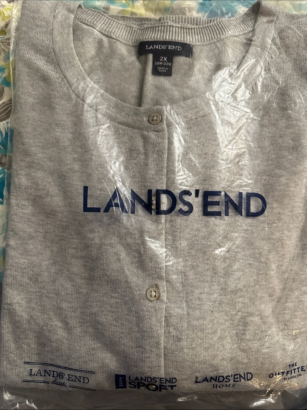 Lands' End Light Gray Cardigan